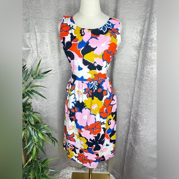 Anthropologie Whit Two Multicolored Petal Print Sleeveless Cut-Out Dress Sz 4 - Picture 3 of 13